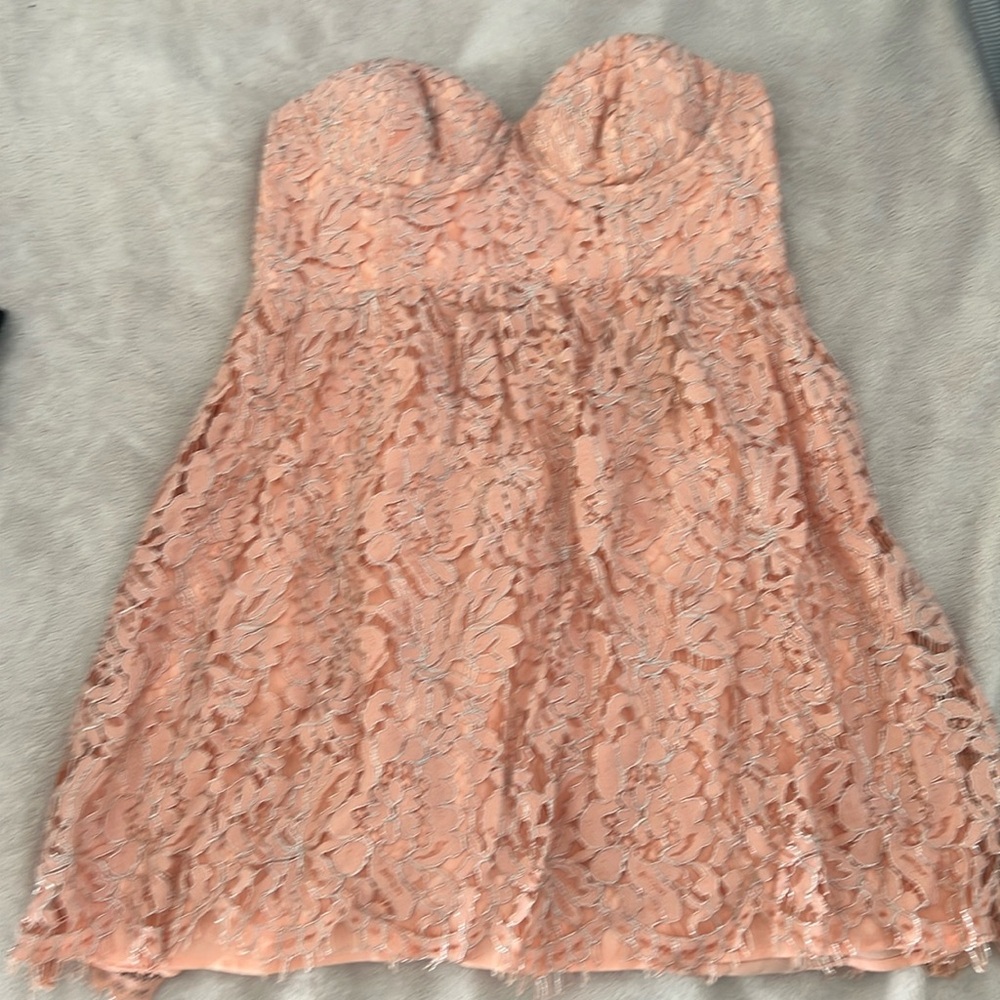 Nbd pink with silver corset tie back dress
